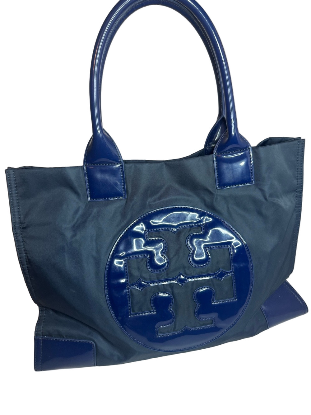 #446 Tory Burch Ella Nylon & Patent Leather Large Tote Bag